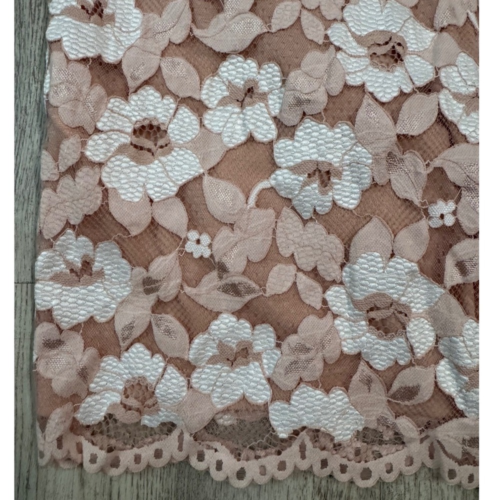 Adrianna‎ Papell Bell Sleeve Lace Sheath Dress Ivory Pink V Neck Size 16 - Picture 9 of 9
